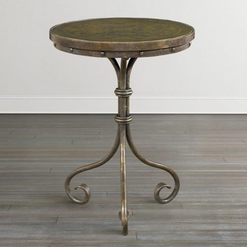 Prepossessing Antique Brass Accent, Antique Small Round End Table